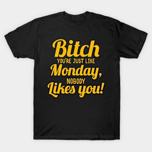 Bitch You're Just like Monday,nobody likes you T-Shirt